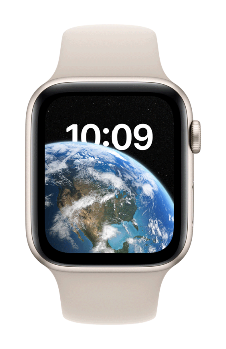 Apple Watch SE 2nd Gen. GPS 44mm Aluminum Sport Band (S/M + M/L - ضوء النجوم ( starlight)